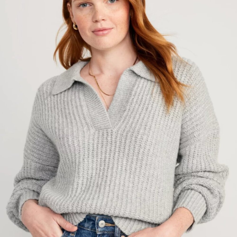 LOFT Gray V-Neck Sweater
